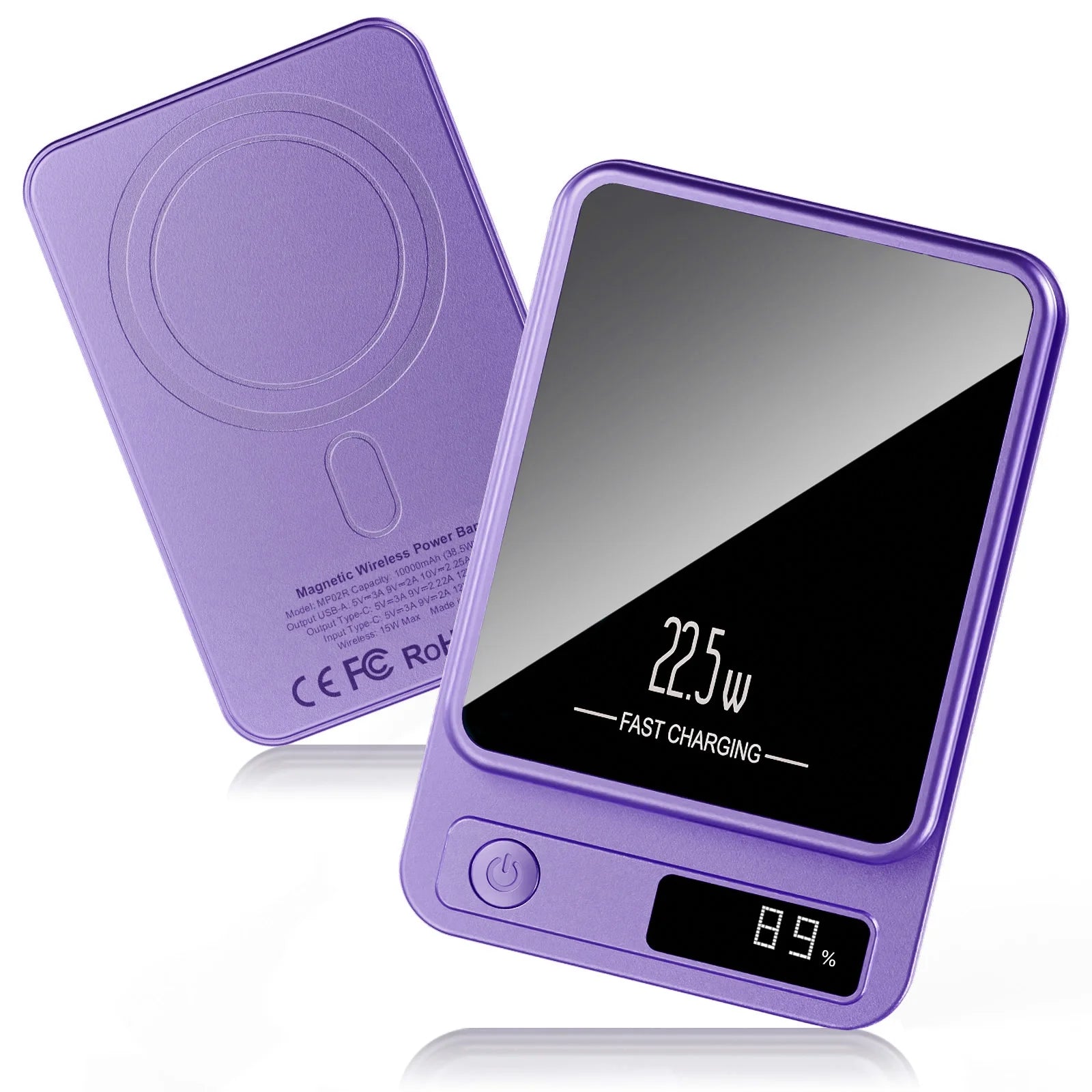 Magnetic Power Bank,10000Mah Wireless Portable Charger with 22.5W Fast Charging USB C In&Out Battery Pack Compatible for Iphone 17/16/15/14/13/12,Samsung,Android Phone Charger,Purple