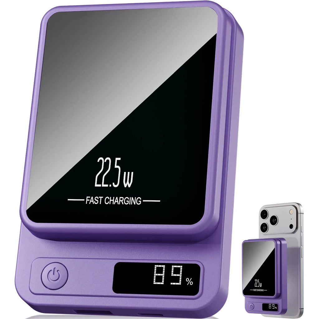 Magnetic Power Bank,10000Mah Wireless Portable Charger with 22.5W Fast Charging USB C In&Out Battery Pack Compatible for Iphone 17/16/15/14/13/12,Samsung,Android Phone Charger,Purple