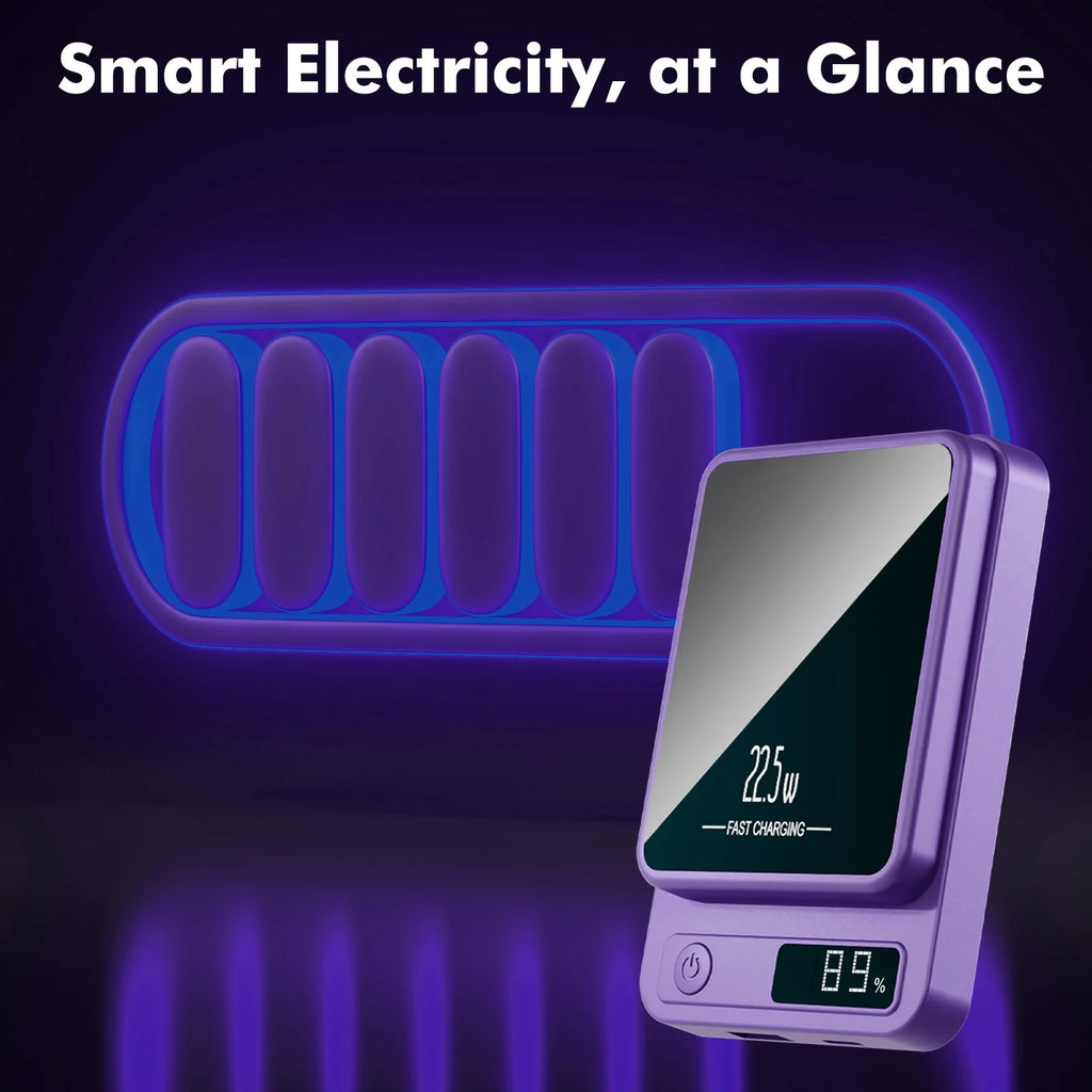 Magnetic Power Bank,10000Mah Wireless Portable Charger with 22.5W Fast Charging USB C In&Out Battery Pack Compatible for Iphone 17/16/15/14/13/12,Samsung,Android Phone Charger,Purple