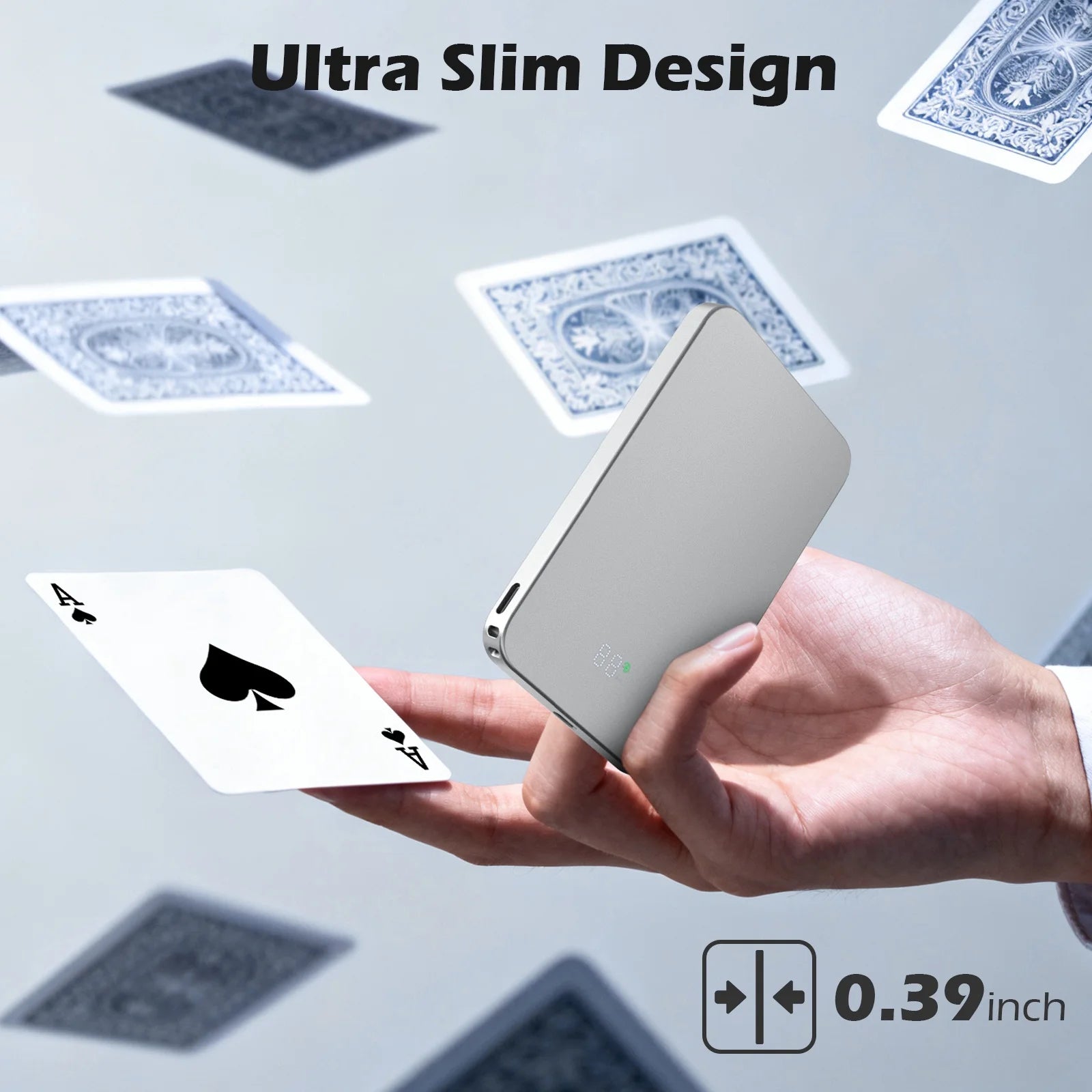 Power Bank, 5000Mah Wireless Portable Charger for Iphone, Ultral Slim Magnetic Battery Pack Compatible with 17 16 15 14 13 12, with 20W PD Fast Charging, White