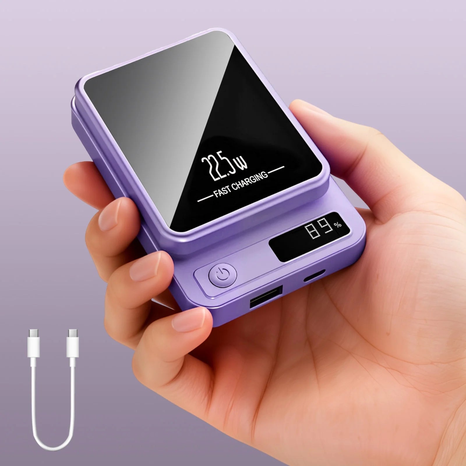 Magnetic Power Bank,10000Mah Wireless Portable Charger with 22.5W Fast Charging USB C In&Out Battery Pack Compatible for Iphone 17/16/15/14/13/12,Samsung,Android Phone Charger,Purple