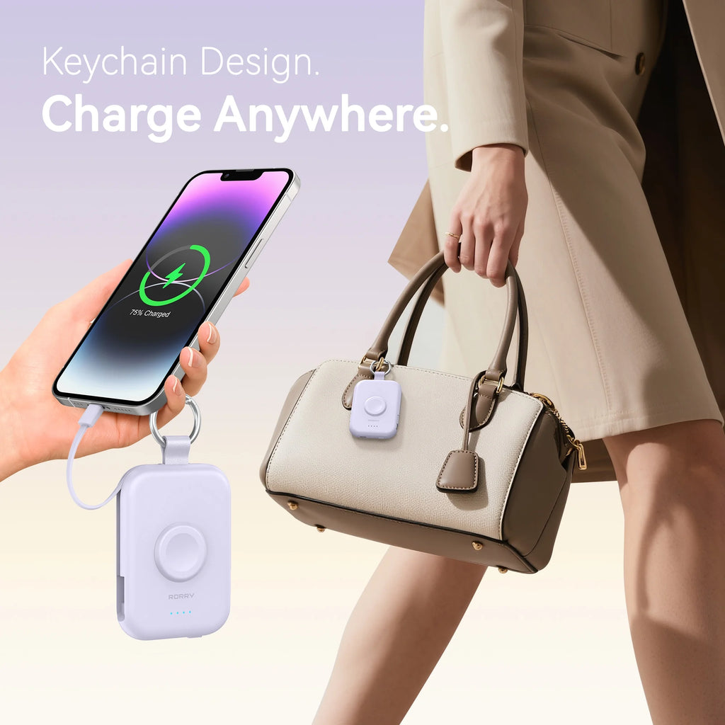 Portable Charger, 5000Mah Power Bank - Apple Watch Charger with Built-In Cables,Travel-Ready Portable Charger for Iphone 17/ 16/15/14 ,Android ,Apple Watch Ultra2/11/10/9/8, Green