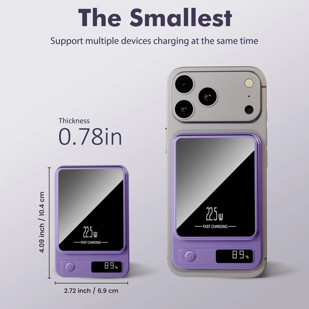 Magnetic Power Bank,10000Mah Wireless Portable Charger with 22.5W Fast Charging USB C In&Out Battery Pack Compatible for Iphone 17/16/15/14/13/12,Samsung,Android Phone Charger,Purple