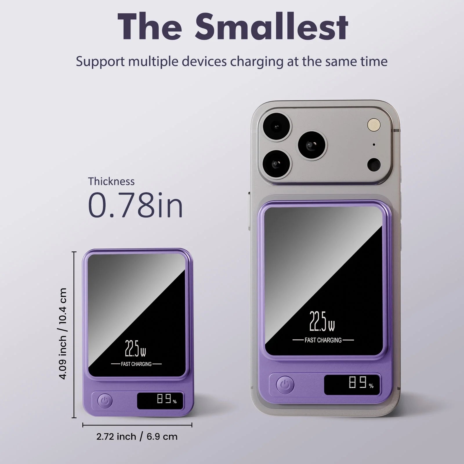Magnetic Power Bank,10000Mah Wireless Portable Charger with 22.5W Fast Charging USB C In&Out Battery Pack Compatible for Iphone 17/16/15/14/13/12,Samsung,Android Phone Charger,Purple