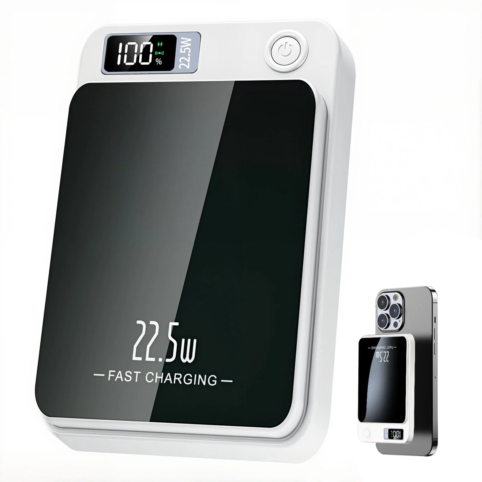 Magnetic Wireless Power Bank,10000Mah Portable Charger 22.5W Phone Battery Bank with LED Power Display Suitable for Outdoor Emergency Backup Power Compatible with Iphone 12 and above Series