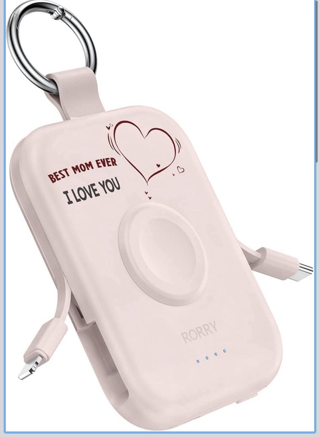 5000Mah Portable Charger Power Bank with Built-In Cables, Travel Keychain