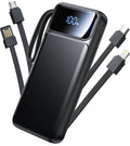 Portable Charger, 10000Mah Power Bank with Built in Cable (22.5W Output + 18W Input) Fast Charging Battery Pack for Iphone Samsung
