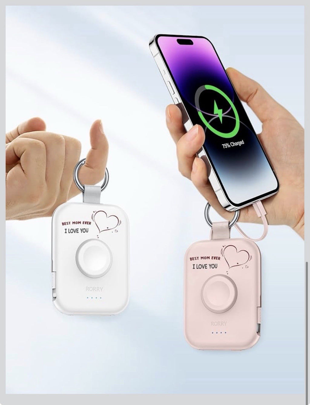 5000Mah Portable Charger Power Bank with Built-In Cables, Travel Keychain