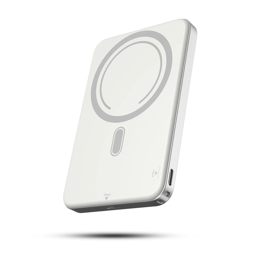Power Bank, 5000Mah Wireless Portable Charger for Iphone, Ultral Slim Magnetic Battery Pack Compatible with 17 16 15 14 13 12, with 20W PD Fast Charging, White