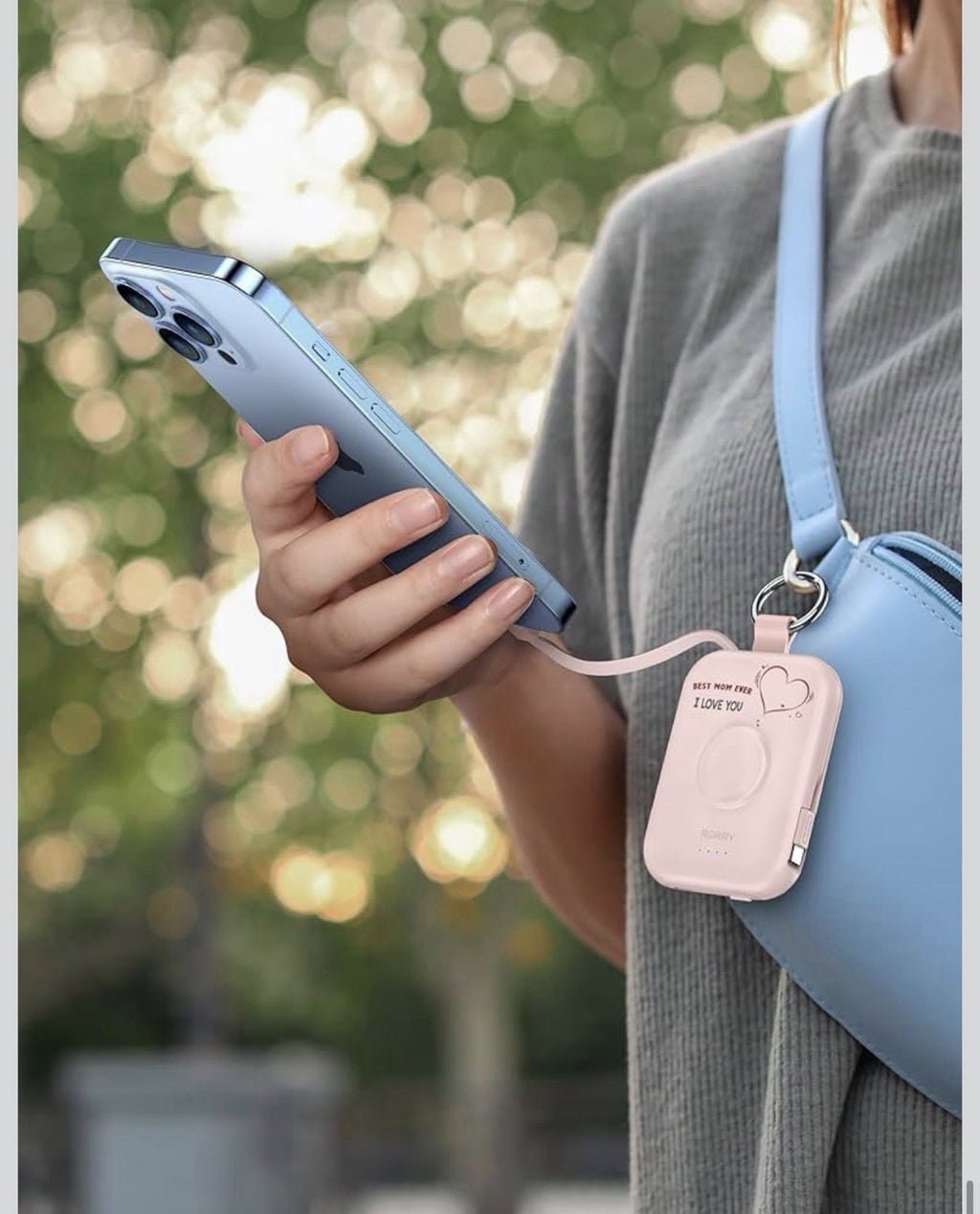 5000Mah Portable Charger Power Bank with Built-In Cables, Travel Keychain