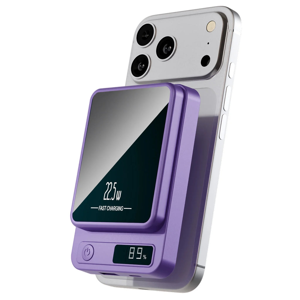 Magnetic Power Bank,10000Mah Wireless Portable Charger with 22.5W Fast Charging USB C In&Out Battery Pack Compatible for Iphone 17/16/15/14/13/12,Samsung,Android Phone Charger,Purple